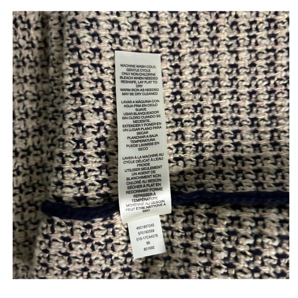 Chico's Textured Fringe Lucy Blazer/Cardigan Women's Size 12/14 Blue Cream - Picture 5 of 8